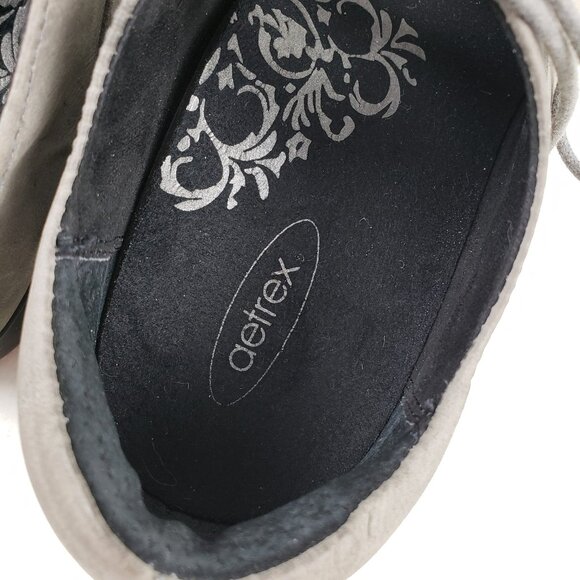 Amazon.com | Aetrex Dana Women Aetrex Sienna Lace Up Flat Womens 8.5 Gray Leather Casual Cut Out Comfort Shoe